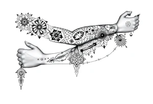 bold line dark shamanstyle tattoo idea