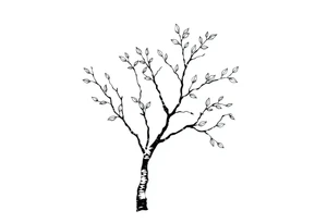 birch tree with leaves tattoo idea