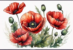 Red poppy flower no outline tattoo idea