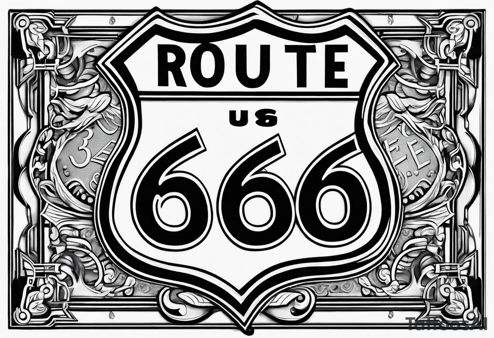 fine line route 66 sign tattoo idea