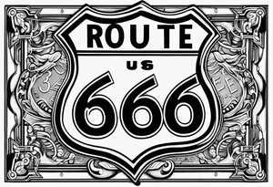fine line route 66 sign tattoo idea