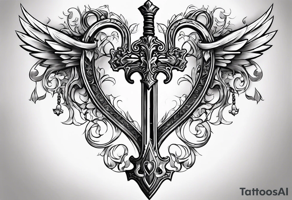A Keyblade, with a ribbon wrapping around the blade saying “May your heart be your guiding key” tattoo idea