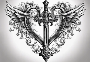A Keyblade, with a ribbon wrapping around the blade saying “May your heart be your guiding key” tattoo idea