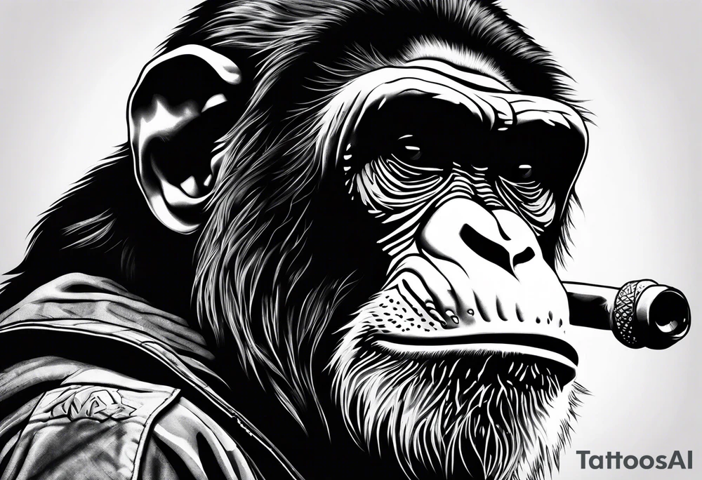 Ape holding ak47 tattoo idea