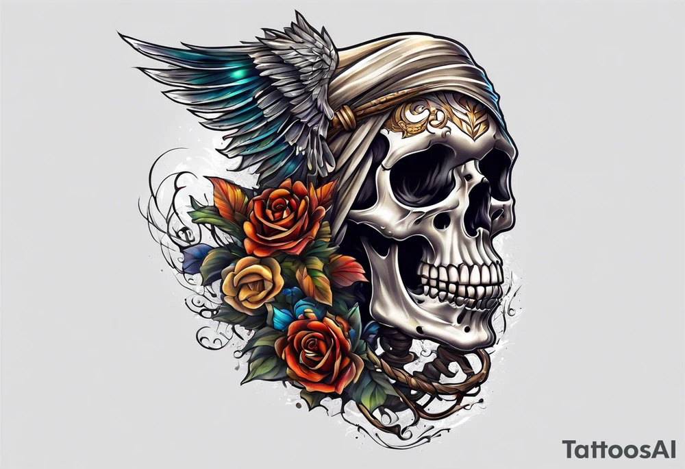skeleton running from the world tattoo idea