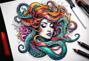 Half woman half octopus tattoo idea