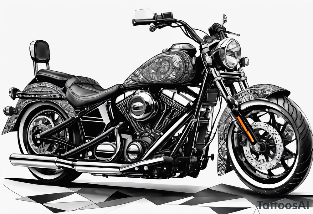 motorcycle riding at night in the city tattoo idea