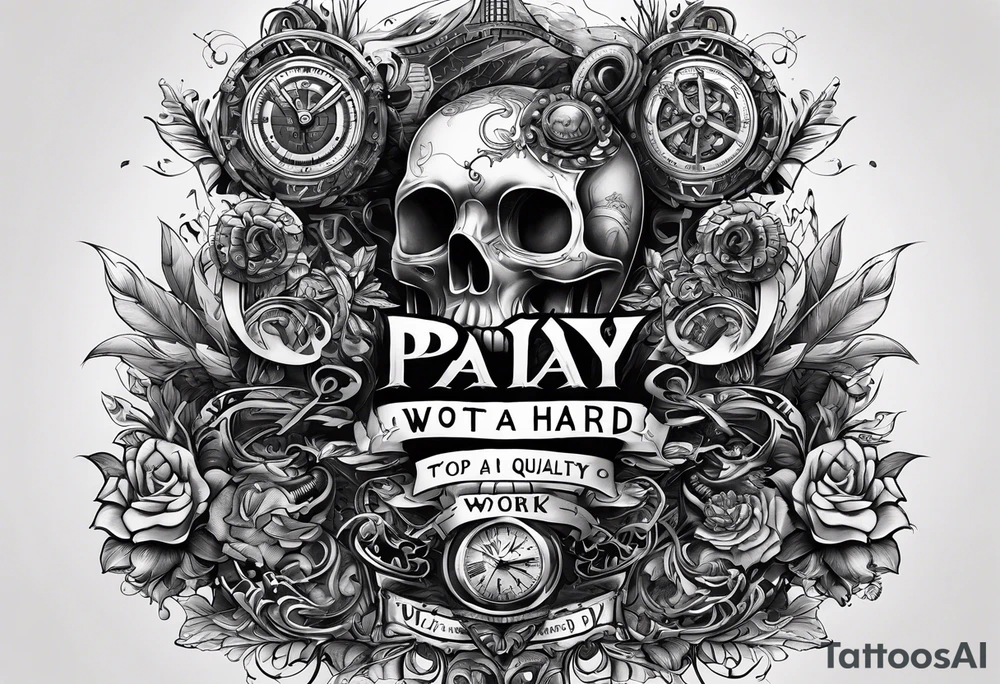I want a tattoo containing the following two words "work hard" and "play hard". tattoo idea