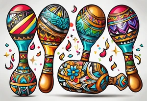 Colorfull maracas tattoo idea