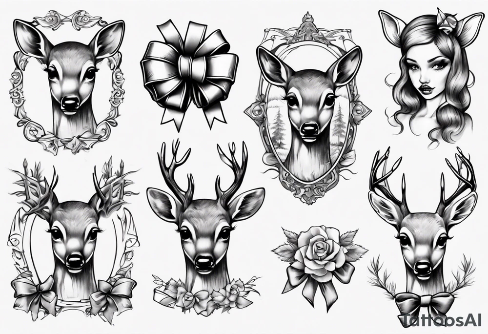 Fawn surrounded by bow tattoo idea