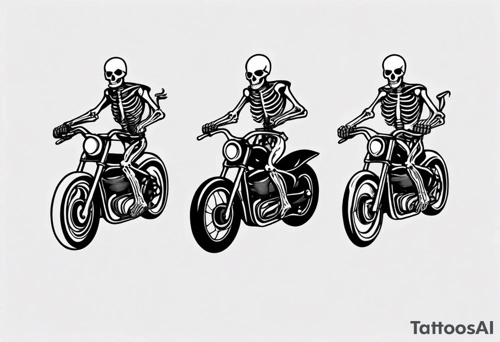 Motorcycle and skeleton riding tattoo idea