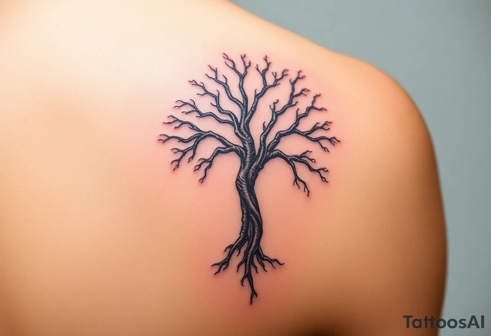 Tree hour glass strength tribal tattoo idea