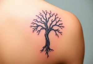 Tree hour glass strength tribal tattoo idea