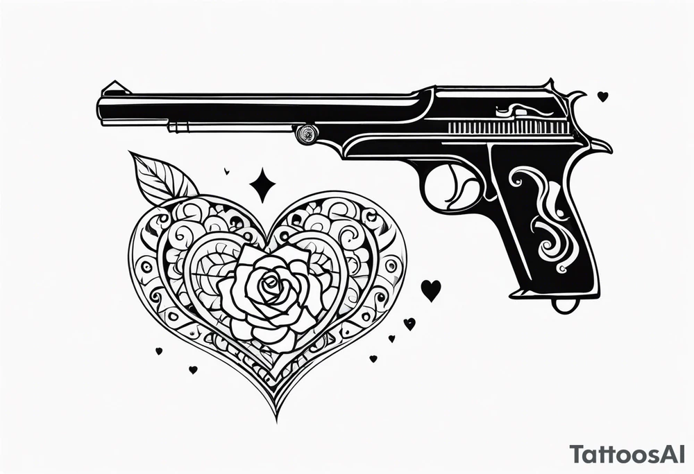 La pistola y corazón. tattoo idea