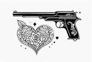 La pistola y corazón. tattoo idea