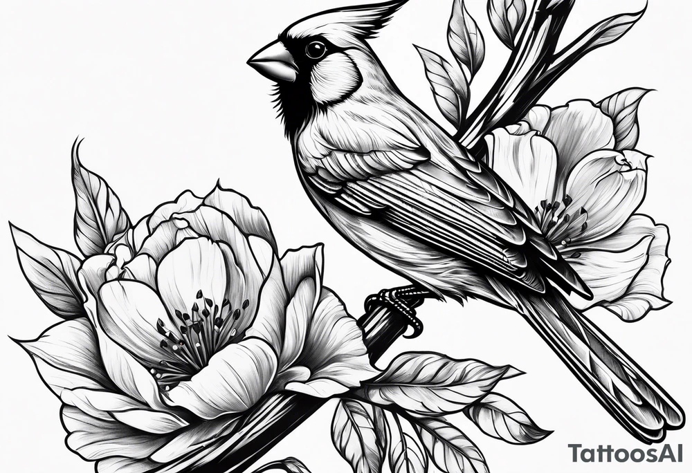 Cardinal bird with cross tattoo idea