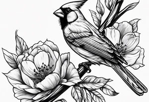 Cardinal bird with cross tattoo idea
