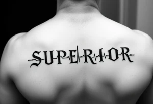 I need a tattoo that says "SUPERIOR" with a ECG acting as the underline which then transitions into becoming the "I" in "SUPERIOR". The font must preferably be gothic ultra OT tattoo idea
