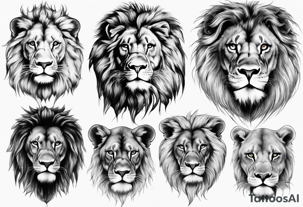 big lion face realism tattoo idea
