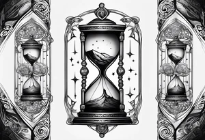 a galaxy inside an hourglass tattoo idea
