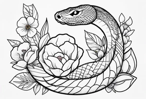 Snake and flowers tattoo idea