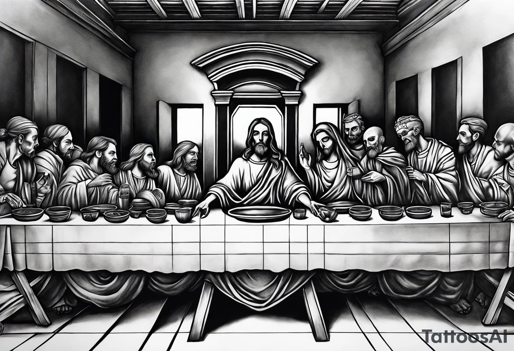 Skeleton last supper tattoo idea