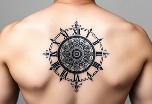 vintage roman numerals within ornate clockwork mechanism tattoo idea