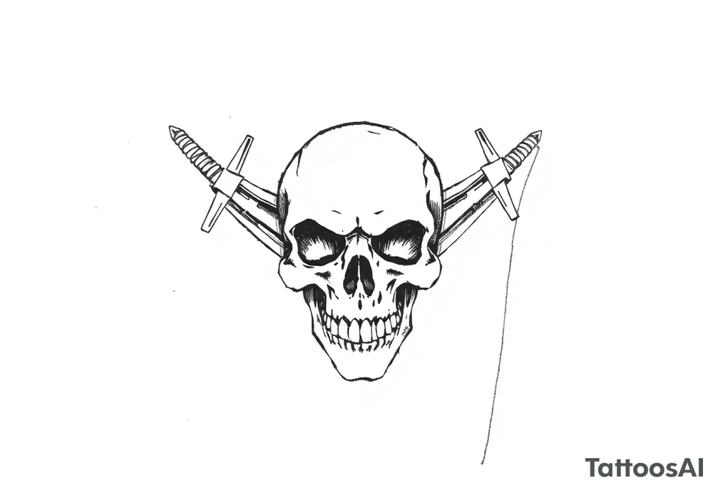To Swords and a skull tattoo idea