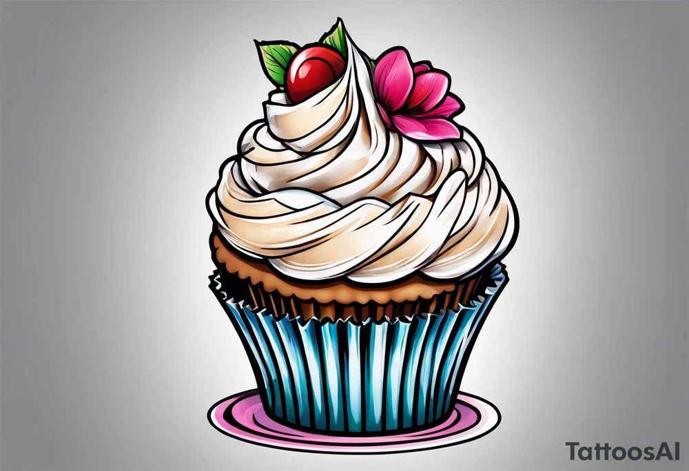Cupcake with sweet imagery tattoo idea