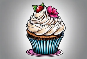 Cupcake with sweet imagery tattoo idea