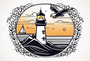lighthouse over eagle tattoo idea