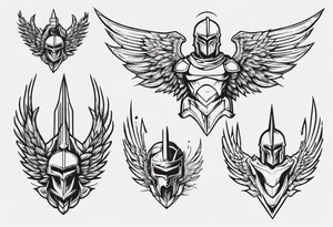 ultra-fine line linework vector of a spartan with wings tattoo idea