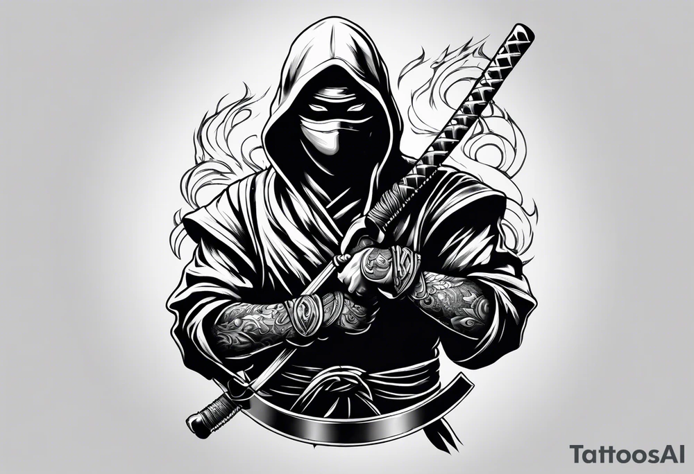 ninja with fire in his hand tattoo idea