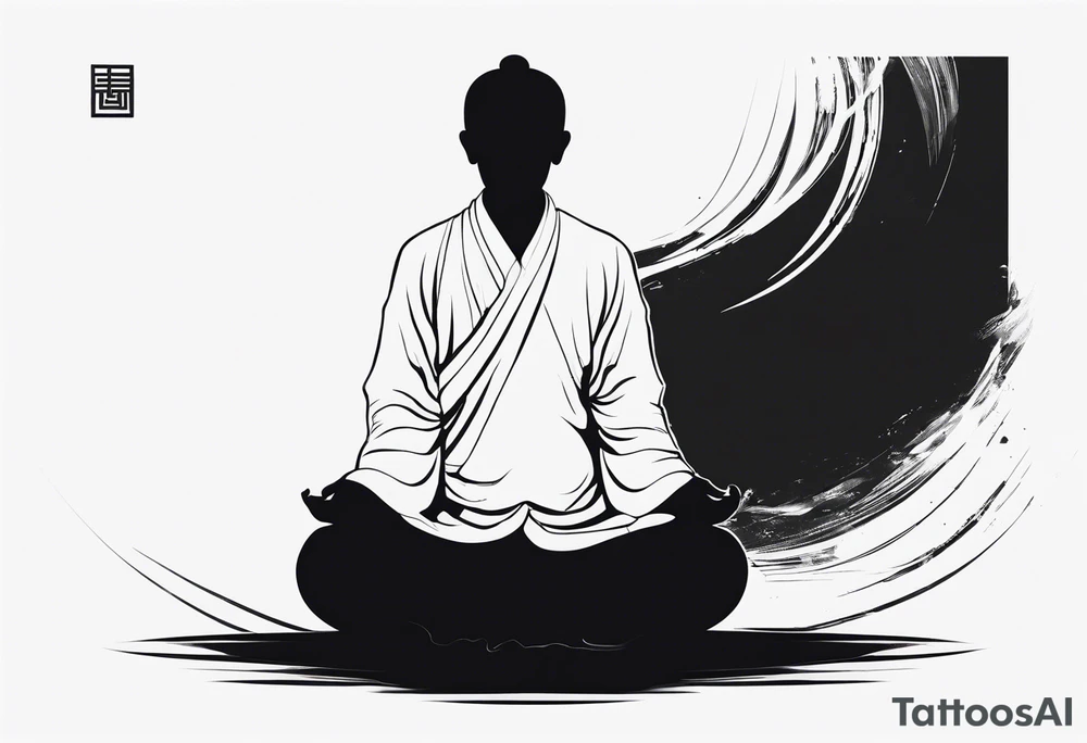 Lotus sitting position,meditating pose, silhuette, wuxia tattoo idea