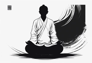 Lotus sitting position,meditating pose, silhuette, wuxia tattoo idea