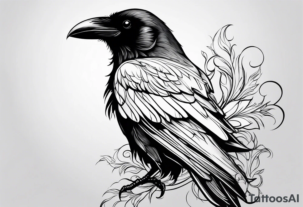 outline of a Raven tattoo idea