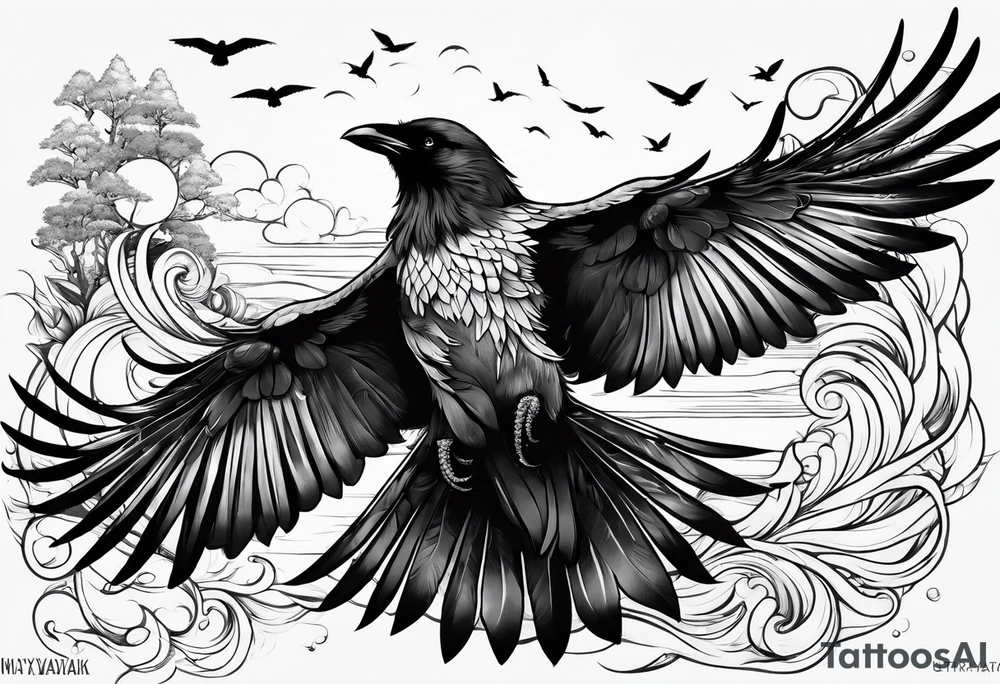 flying crows tattoo idea
