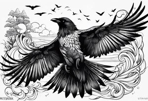 flying crows tattoo idea