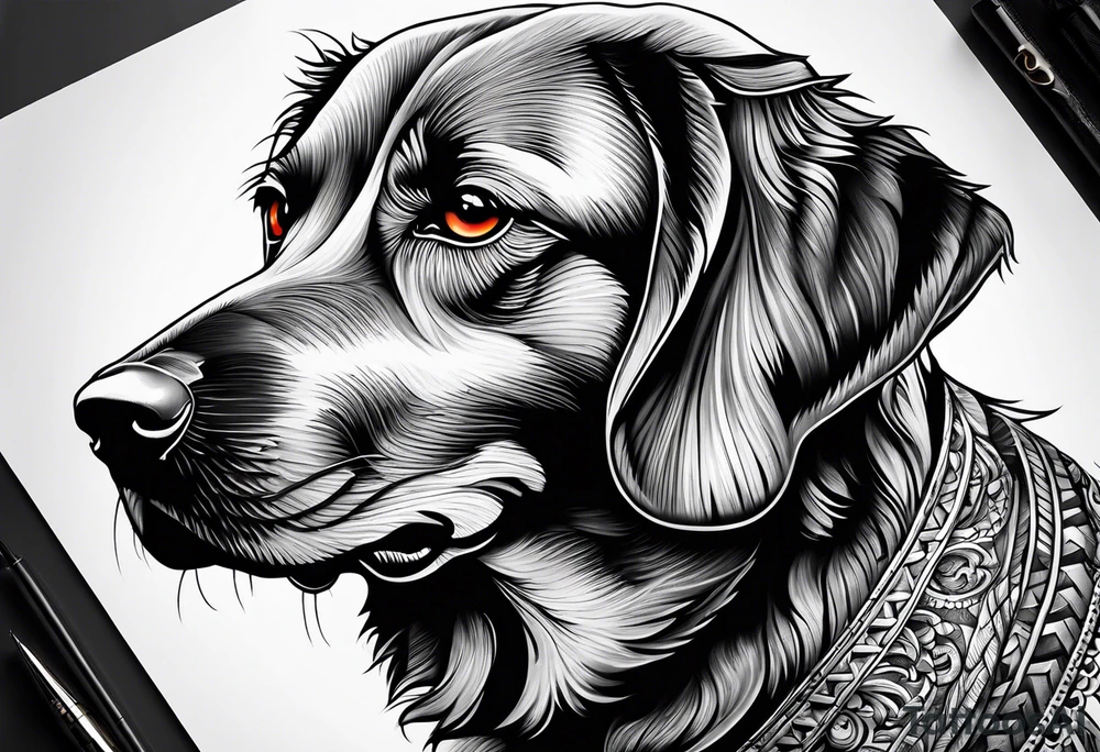 Cachorro sentado de costas traço simples tattoo idea