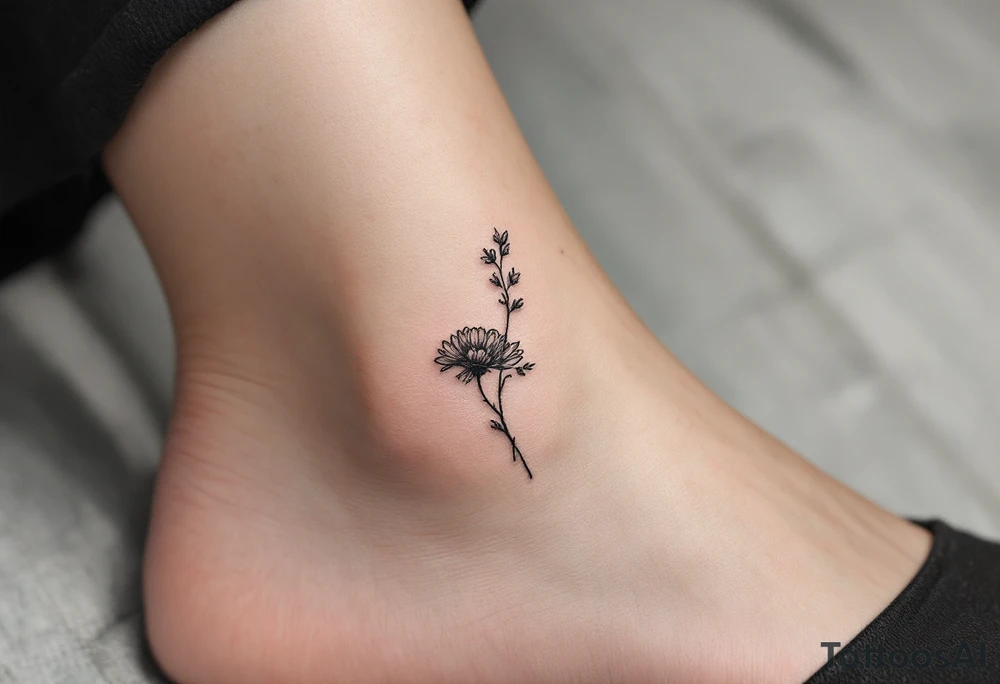 design very very minimal delicate Spring tatoo vertically for ankle. very minimal tattoo idea