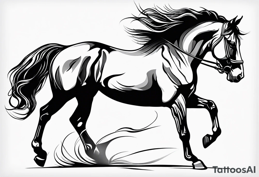 Horse drawn using simple lines tattoo idea