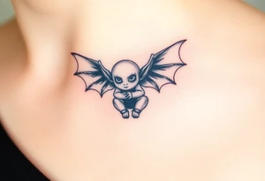 Misfit tiny goblin with wings tattoo idea