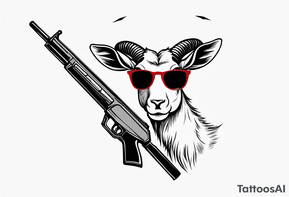 capricorn with sunglasses and shotgun tattoo idea