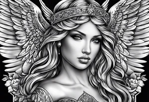 Angel with name Leah tattoo idea