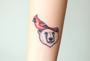Cardinal sitting on bear nose tattoo idea