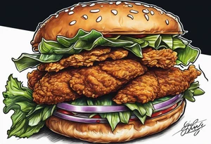 A fried chicken sandwich tattoo idea