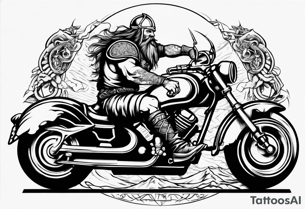 viking riding a motorcycle tattoo idea