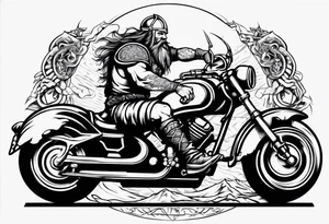 viking riding a motorcycle tattoo idea