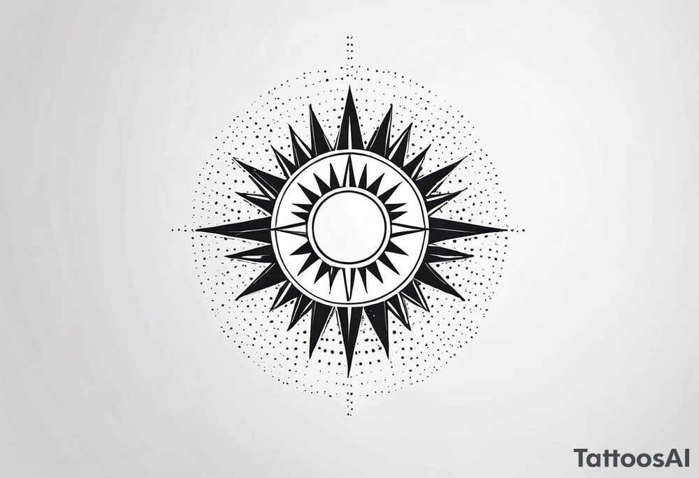 simple sunshine made of black dots with triangles and circles tattoo idea simple sunshine made of black dots with triangles and circles tattoo idea