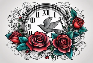 text box, rose, sunlight, dove, clock, tattoo idea